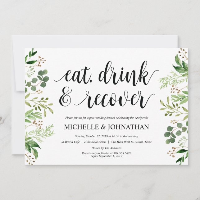 Carte d'invitation à Brunch Mariage de la Poste de (Devant)