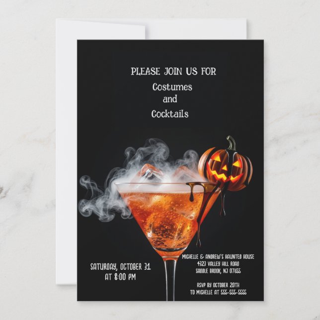 Carte d'invitation à cocktail Halloween - Jack O’L (Devant)