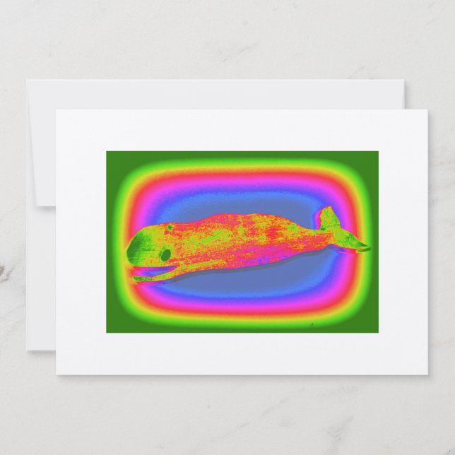 carte d'invitation à la baleine souriante colorée (Devant)
