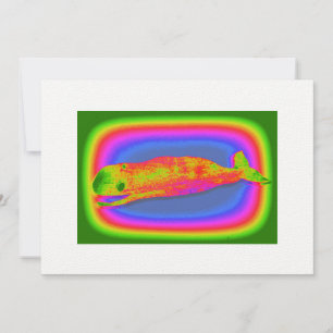 carte d'invitation à la baleine souriante colorée