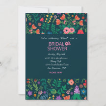 Carte d'invitation à la douche nuptiale florale vi