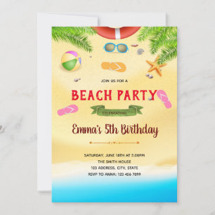 Carte d'invitation à la fête d'anniversaire de pla
