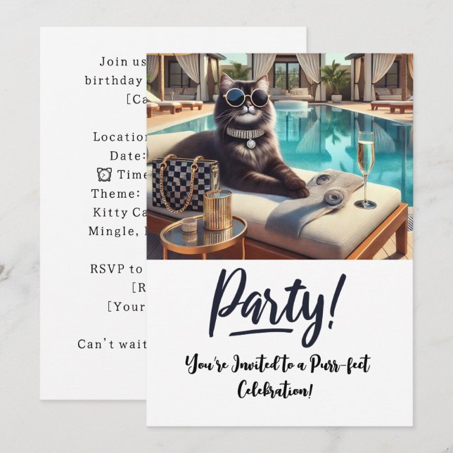 Carte d'invitation à la fête d'anniversaire du cha (Devant / Derrière)