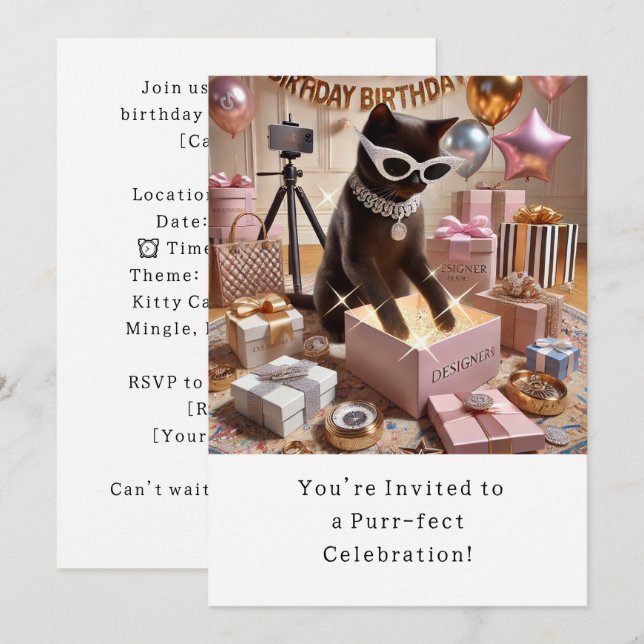 Carte d'invitation à la fête d'anniversaire du cha (Devant / Derrière)
