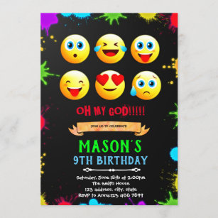 Carte d'invitation à la fête d'anniversaire Emoji