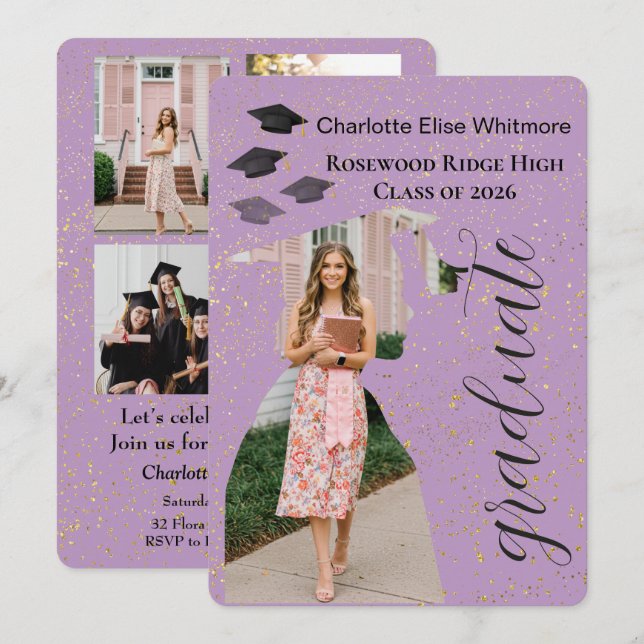 Carte d'invitation à la fête de fin d'études (Devant / Derrière)