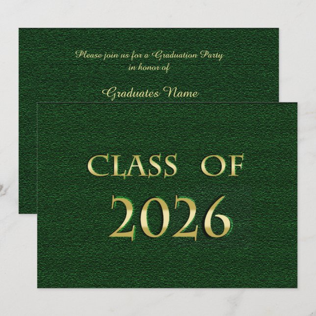 Carte d'invitation à la fête de fin d'études de la (Devant / Derrière)