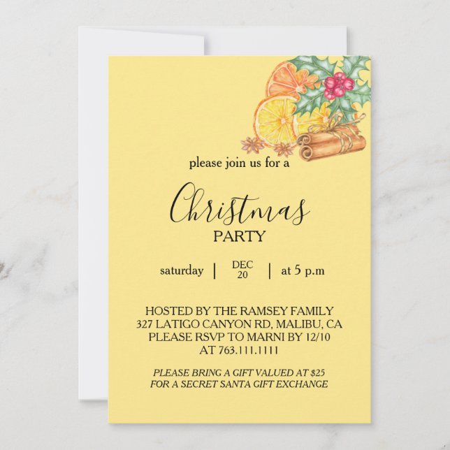 Carte d'invitation à la fête de Noël (Devant)