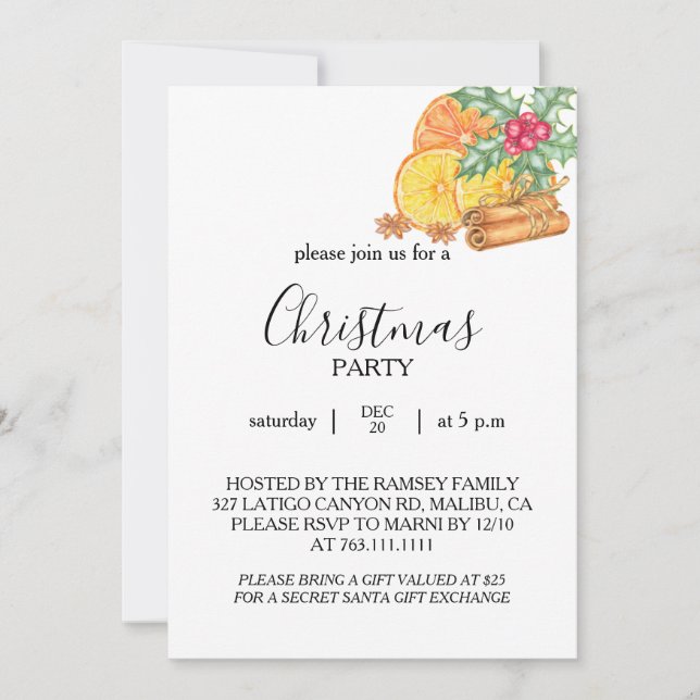 Carte d'invitation à la fête de Noël (Devant)
