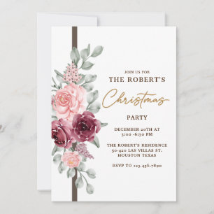 Carte d'invitation à la fête de Noël florale
