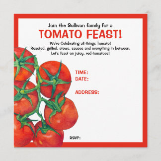 Carte d'invitation à la fête des tomates rouges