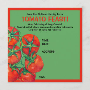Carte d'invitation à la fête verte des tomates rou
