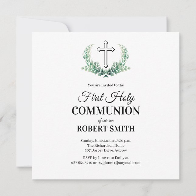 Carte d'invitation à la première communion de la f (Devant)