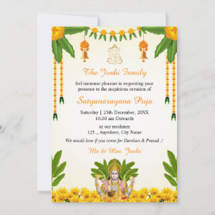 Carte d'invitation à la Puja de Satyanarayan