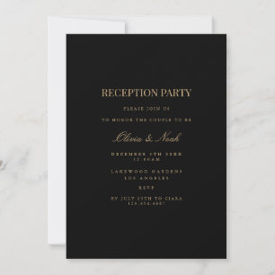 Carte d'invitation à la réception en or et noir Sc