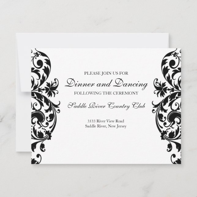 Carte d'invitation à la réception Mariage damassé  (Devant)