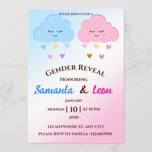 Carte d'invitation à la révélation du sexe (Devant)