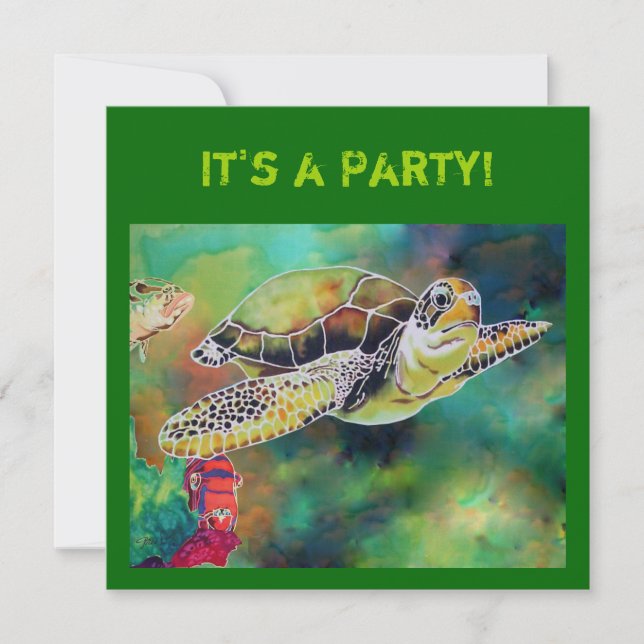 Carte d'invitation à la tortue verte (Devant)