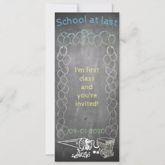 Carte d'invitation à l'inscription scolaire sur un (Devant)