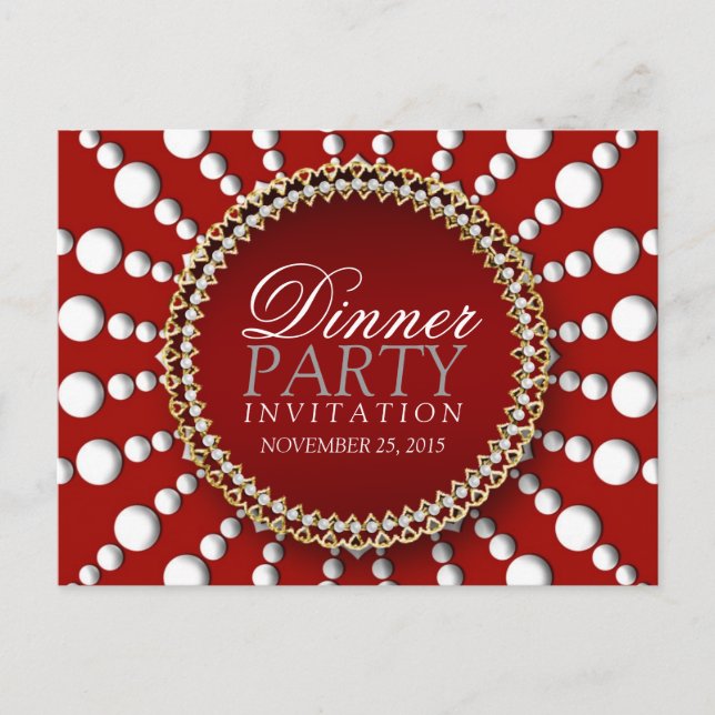 Carte d'invitation à un dîner sur le thème Rouge & (Devant)