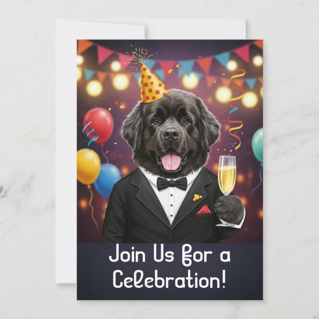 Carte d'invitation à une fête avec un chien de Ter (Devant)