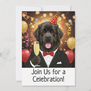 Carte d'invitation à une fête avec un chien de Ter
