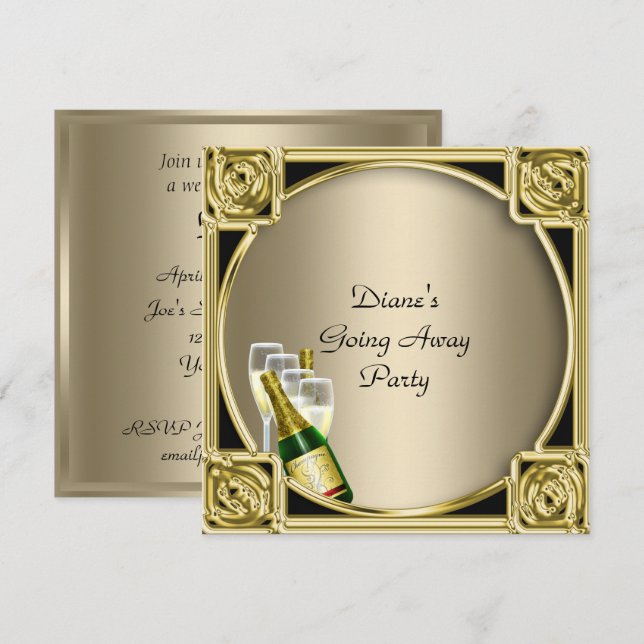 Carte d'invitation à une fête d'adieu Au revoir (Devant / Derrière)