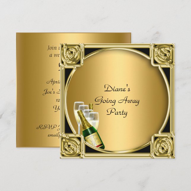 Carte d'invitation à une fête d'adieu Au revoir (Devant / Derrière)