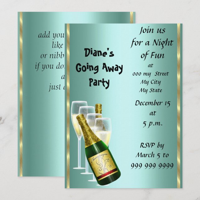 Carte d'invitation à une fête d'adieu Au revoir (Devant / Derrière)