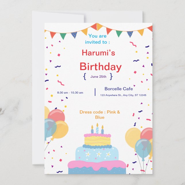 Carte d'invitation anniversaire (Devant)