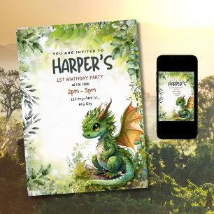 Carte d'invitation anniversaire 1 an Editable Drag