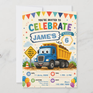 Carte d'invitation anniversaire construction modif