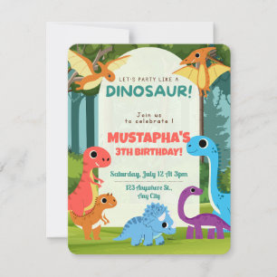 Carte d'invitation Anniversaire de enfant Dinosaur
