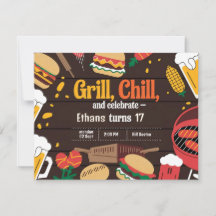 Carte d'invitation Anniversaire de la grillade et 