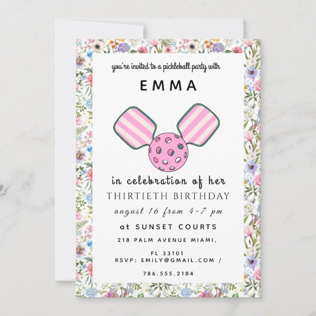 Carte d'invitation anniversaire rose pour pickleba (Devant)