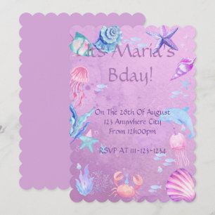 CARTE D'INVITATION ANNIVERSAIRE THÈME MER ET SIRÈN