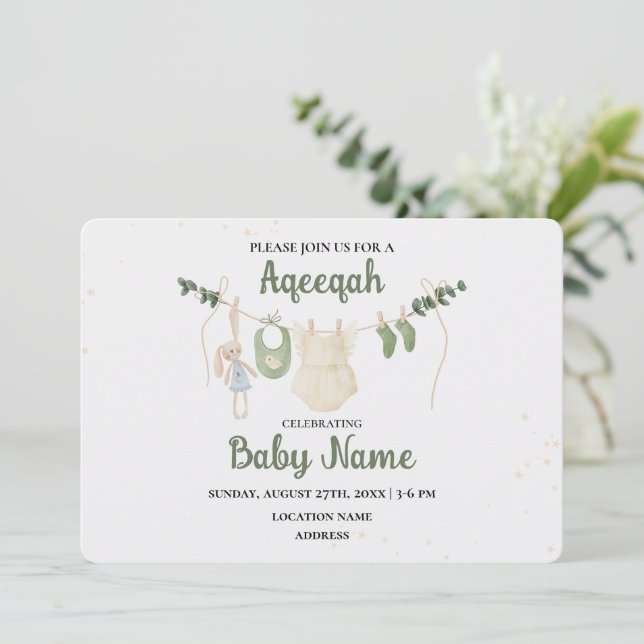 Carte d'invitation Aqeeqah Aqiqah instantanément m (Debout devant)