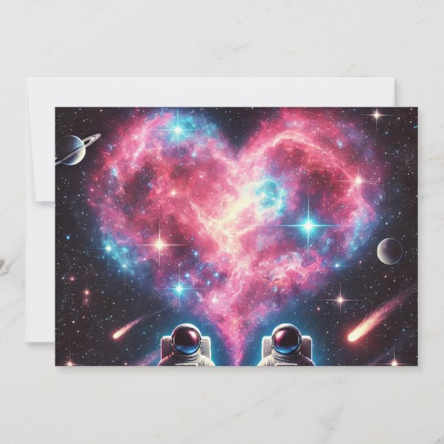 Carte d'invitation Astronaute Amour Cosmique (Devant)