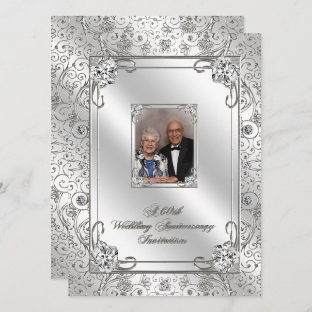 Carte d'invitation avec photo pour les 60 ans de m (Devant / Derrière)