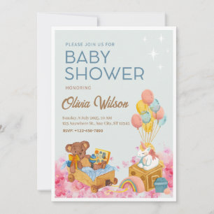 Carte d'invitation Baby shower aquarelle