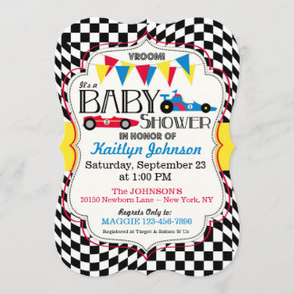 Carte d'invitation Baby shower automobile