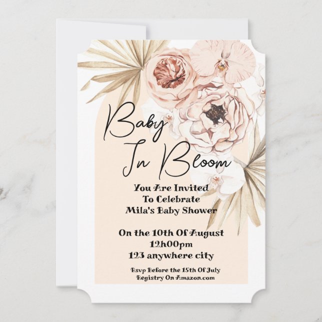 Carte d'invitation Baby shower Baby In Bloom (Devant)