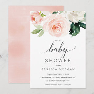 Carte d'invitation Baby shower Blushing Blooms