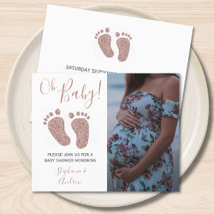 Carte d'invitation Baby Shower Budget Rose Paillet