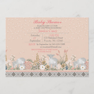 Carte d'invitation Baby shower d'agneau de bois de