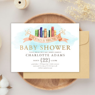 Carte d'invitation Baby Shower Livres et Brunch