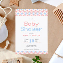 Carte d'invitation Baby Shower | Tissage Pixel