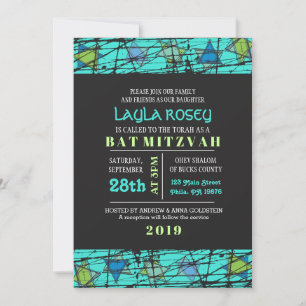 Carte d'invitation Bar Mitzvah Distressed Stars Ba