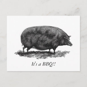 Carte d'invitation BBQ vintage pour porc