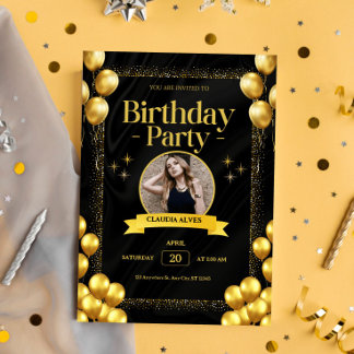 Carte d'invitation Black Gold Elegant
